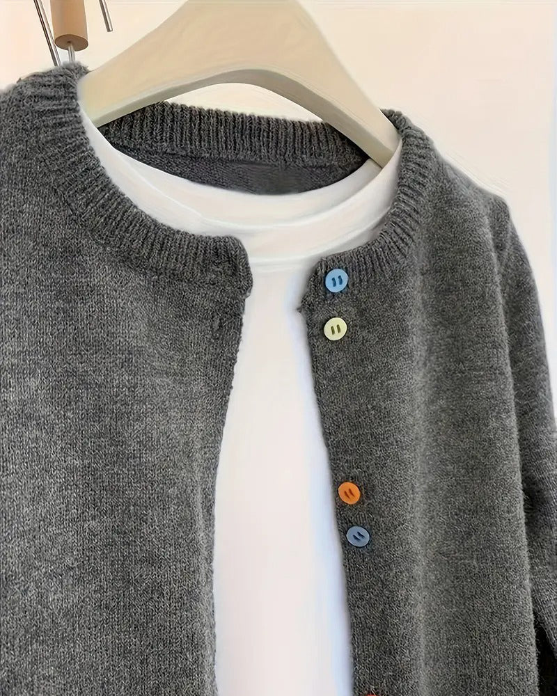 Fit Solid-Farbe Long-Sleeve Cardigan
