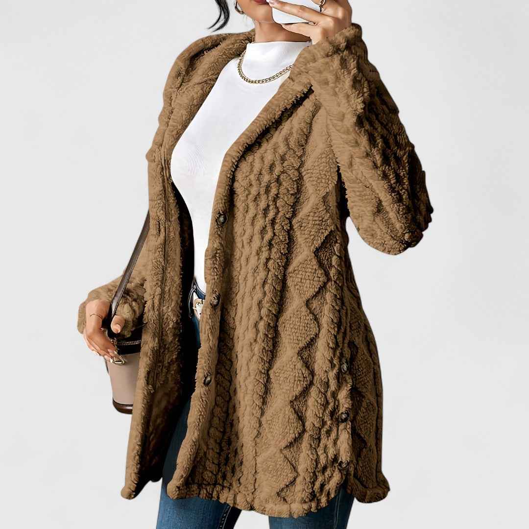 Krisha — Olafé Plüsch-Hoodie-Strickjacke, die ideale Wahl für Wärme und Komfort