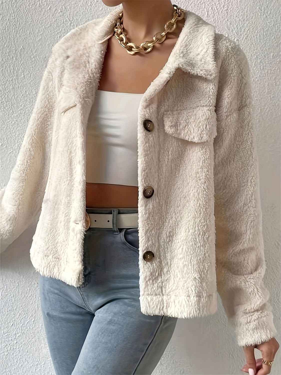 Schicker Cardigan mit Kragen und Knopfleiste, dekorative Taschenklappen