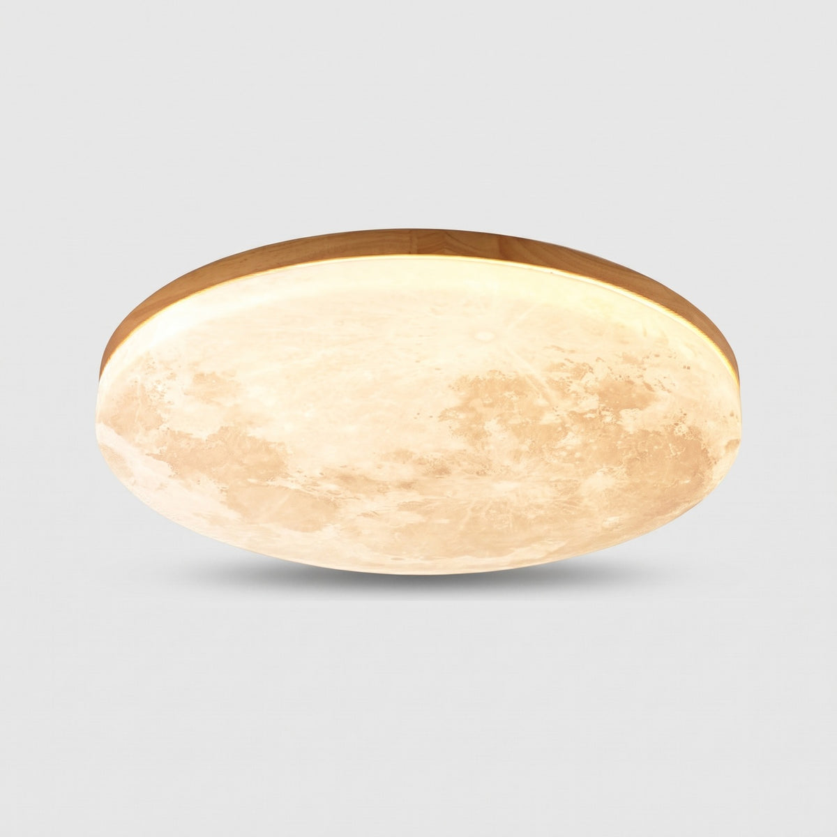 Moderne Mond-Deckenleuchte – 3D-Monddesign mit Holzrahmen