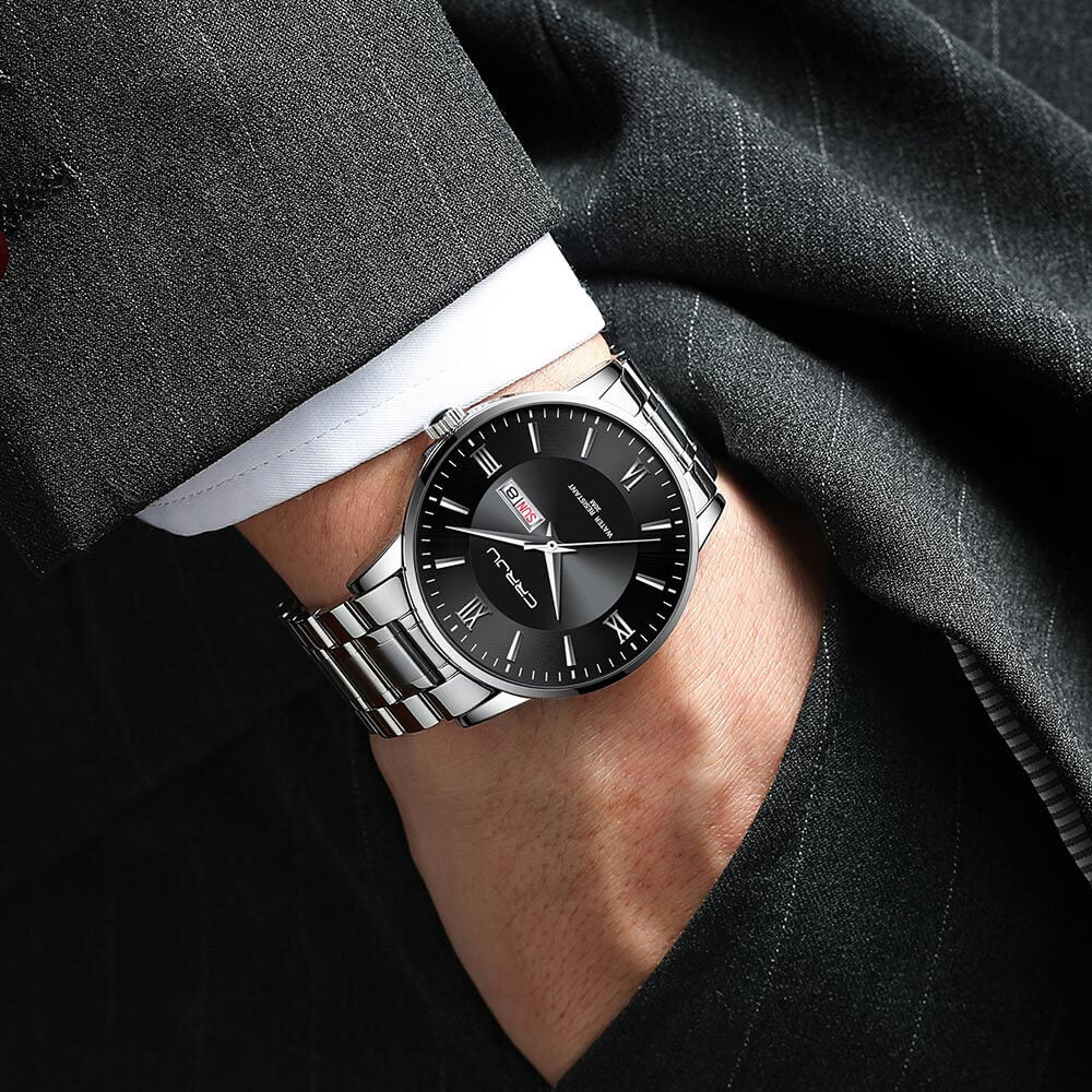 Herren Sportuhr schwarz - Wasserdichter Silikon-Chronograph mit Datum und Stoppuhr
