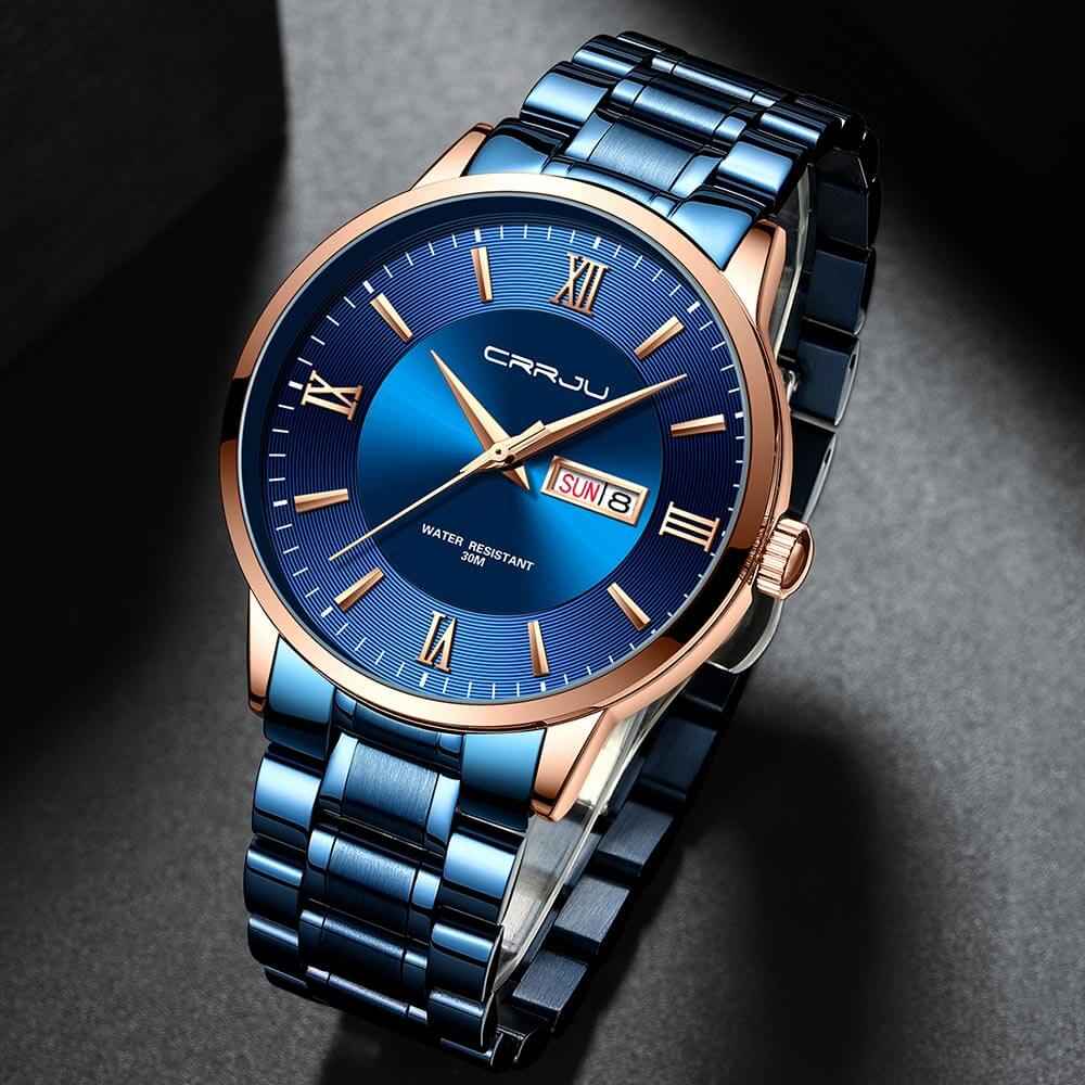 Herren sporthorloge schwarz - Waterdicht siliconen chronograaf mit datum en stopwatch