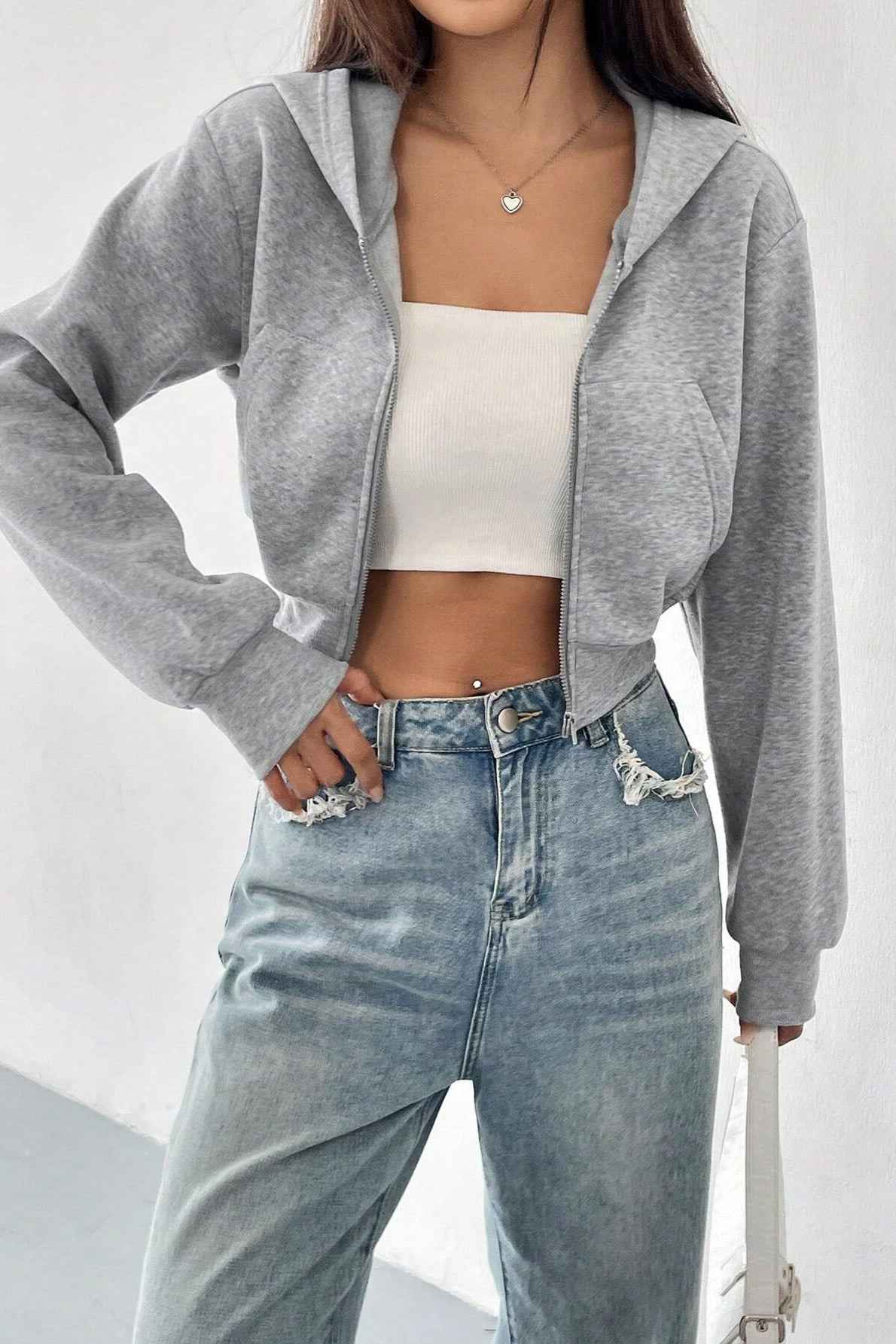 Kurzjacke mit Reißverschluss-hoodie