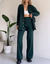 Lässiges gestreiftes Jacquard-Strick-2-teiliges Set