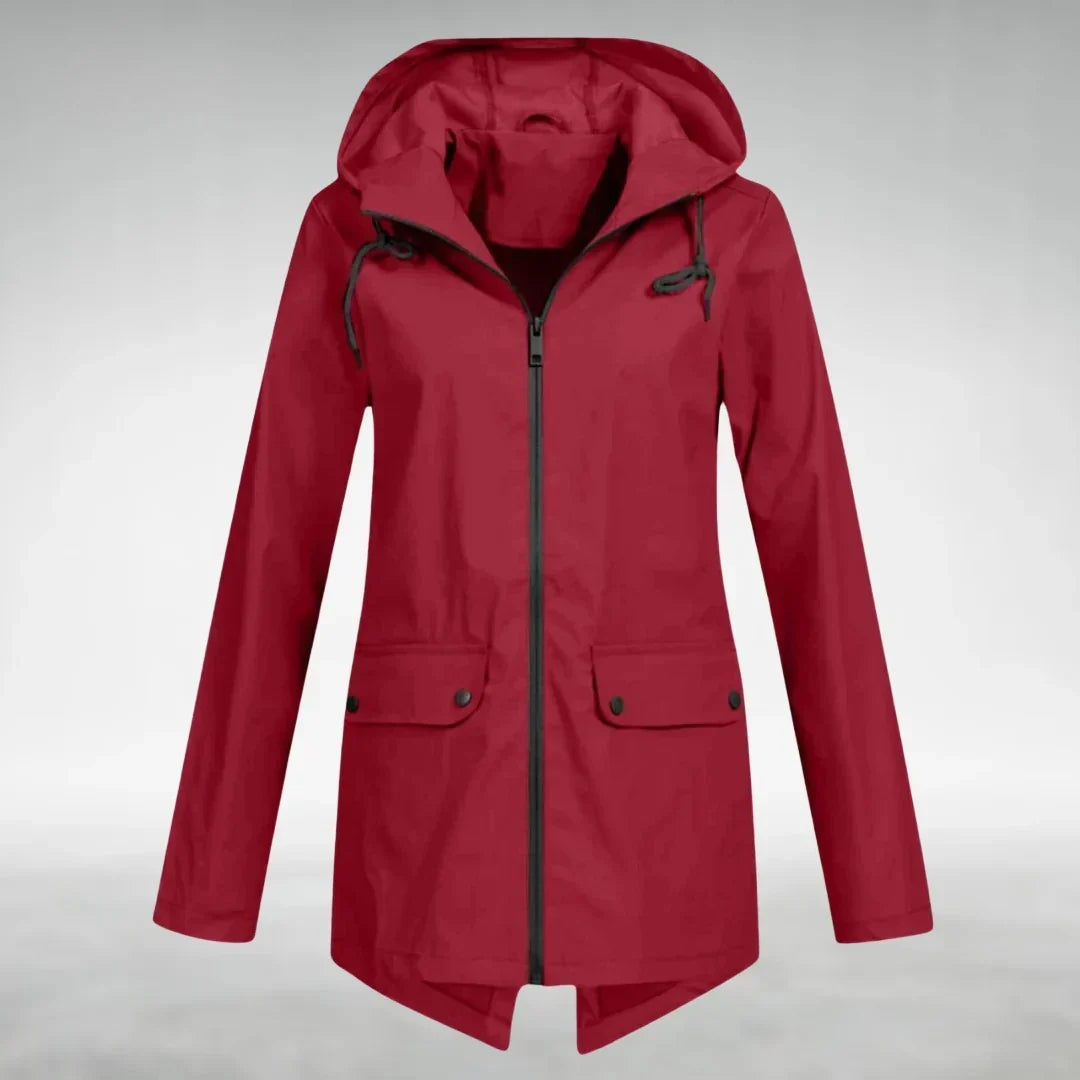 Damen Parka - Kordelzug-Kapuze mit Verlaengertem Ruecken
