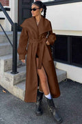 Cappotto oversize marrone casual in lana con elegante rever