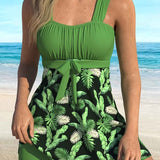 Nora botanical print tankini set - colorful botanical swimwear  