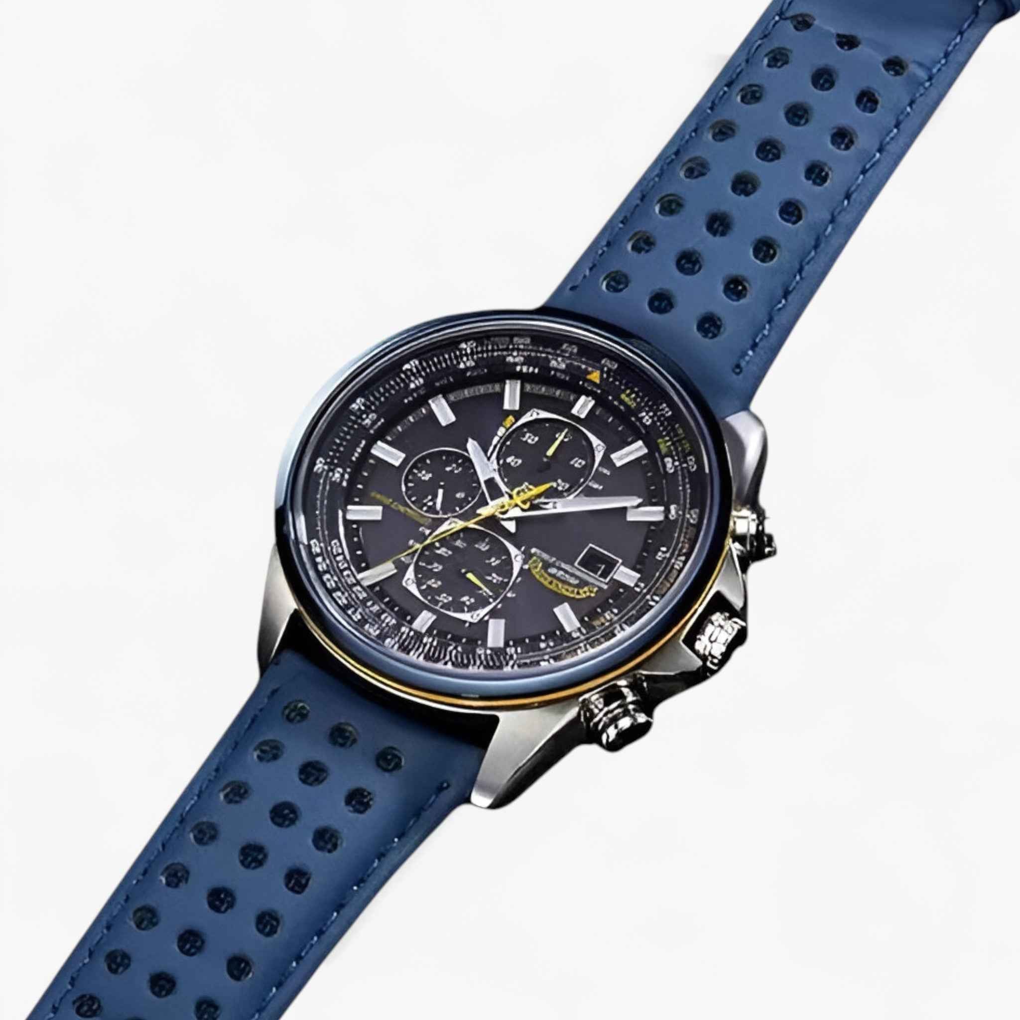 Uhr Cronografo Herr MultiSteel 42mm, Acciaio Argento, Quadrante Blau Elegant