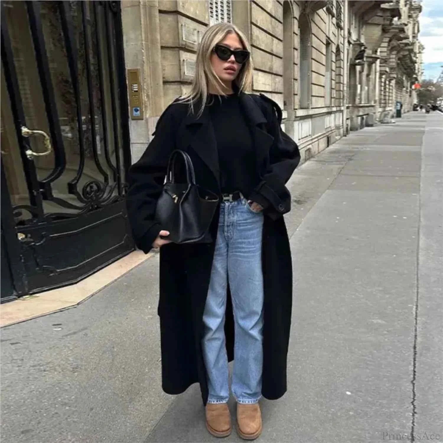 Oversize Doppelte Knopf Mäntel mit Gürtel für einen eleganten und bequemen Stil