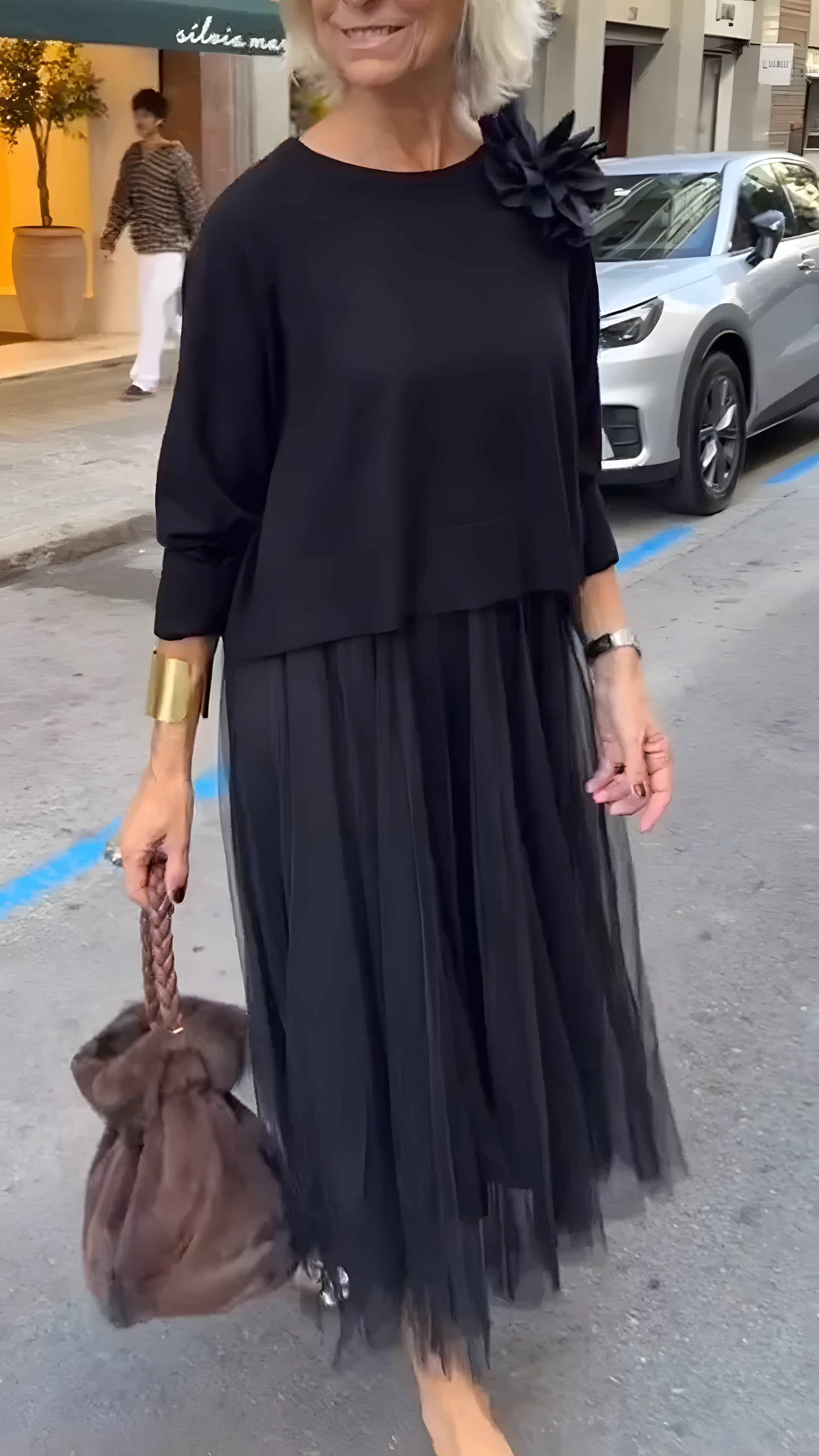 Verfeinertes mehrlagiges Midi-Kleid für einen schicken Look Damen