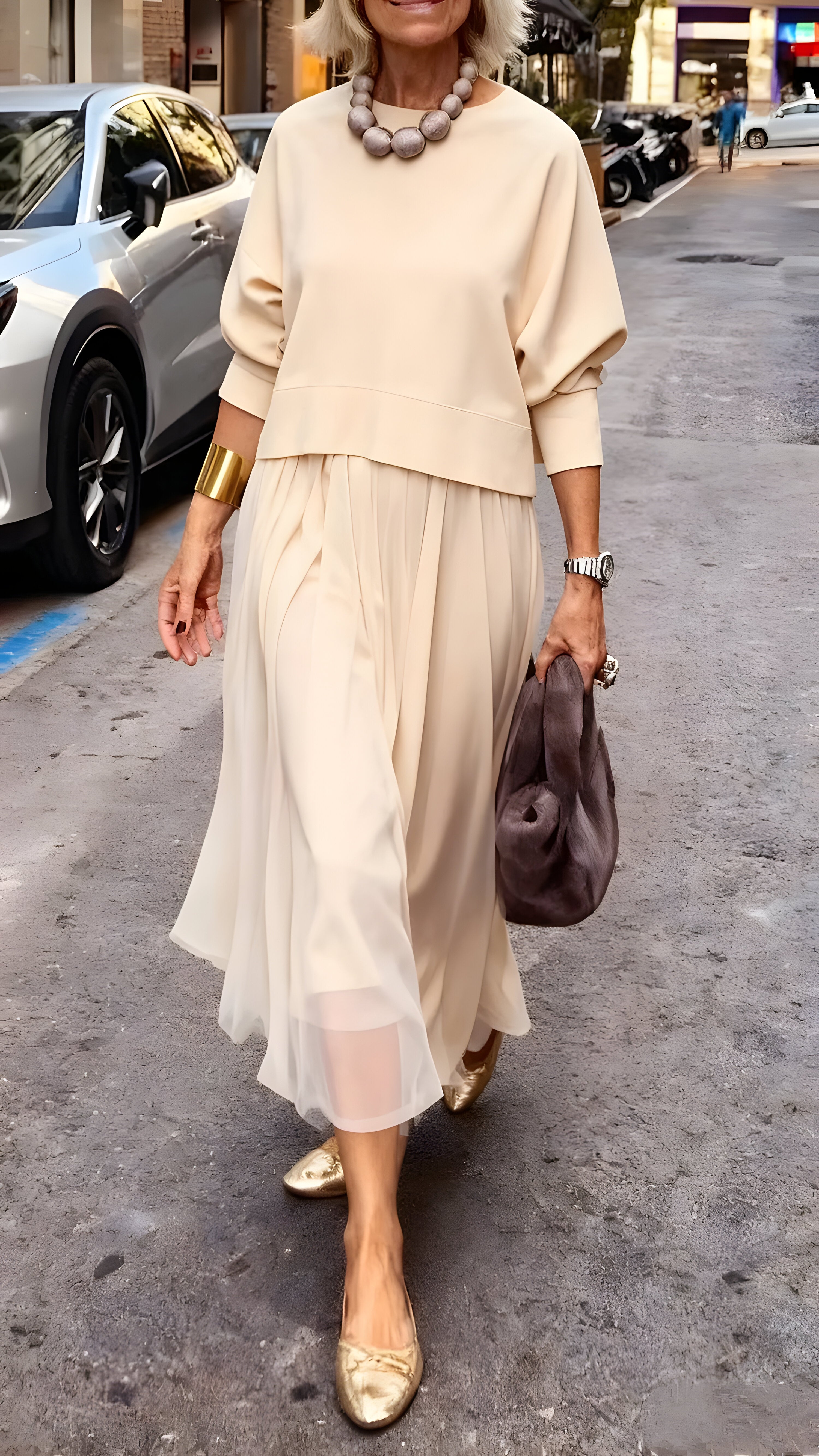 Verfeinertes mehrlagiges Midi-Kleid für einen schicken Look Damen