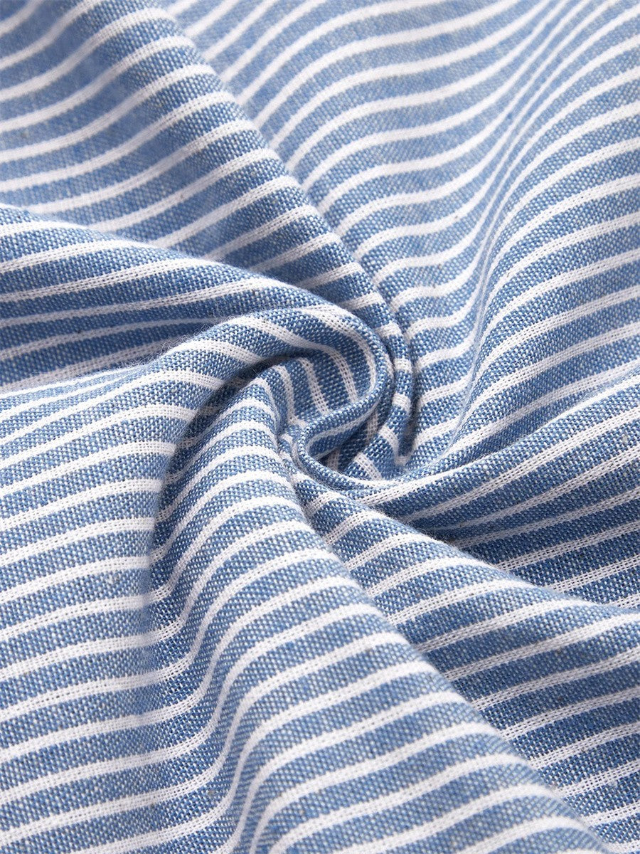 Gestreiftes Midikleid für Damen - Komfortabel mit Knopfleiste