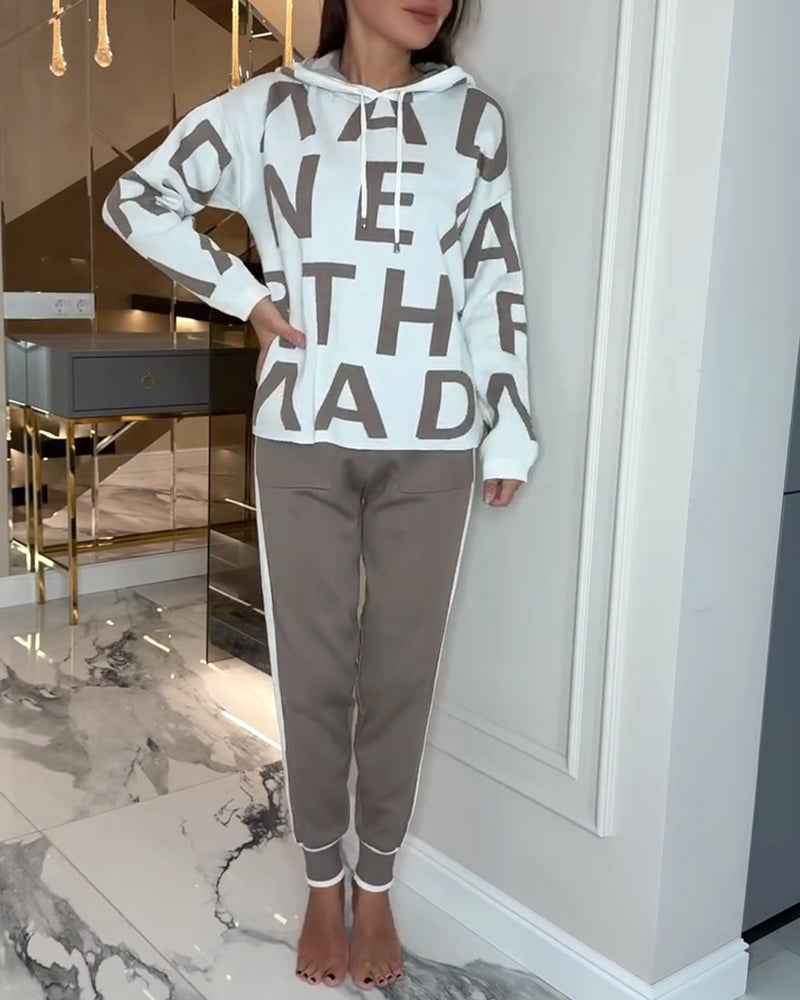 Modischer Kapuzenanzug mit Buchstaben-Design – die perfekte Wahl für stylische Outfits