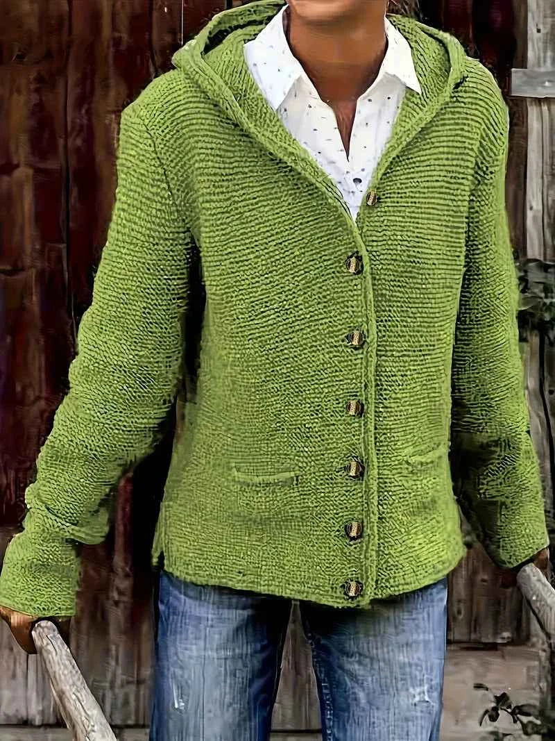 Schicke Langarm-Strickjacke mit Kapuze für elegante Alltagslooks
