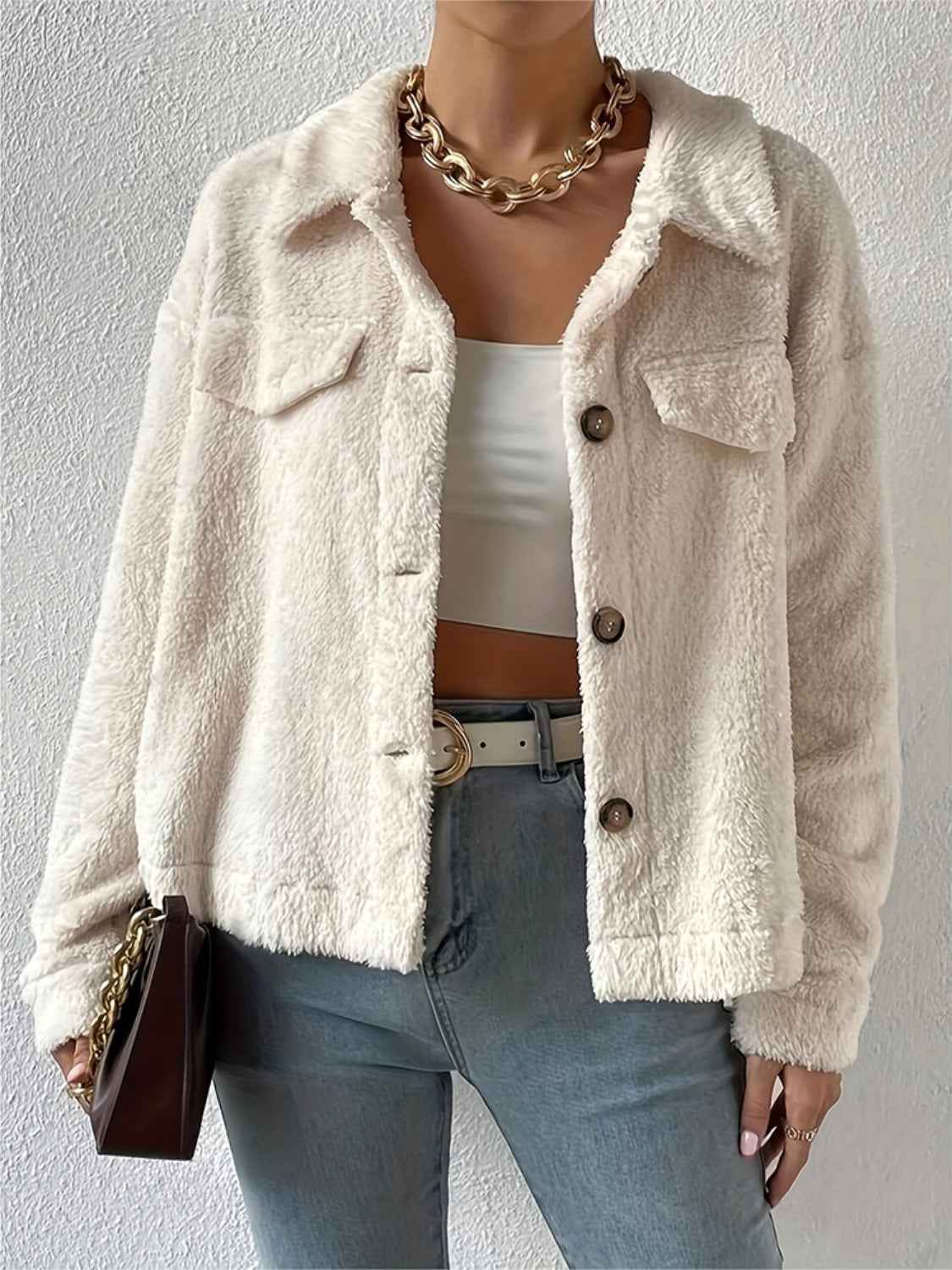 Schicker Cardigan mit Kragen und Knopfleiste, dekorative Taschenklappen
