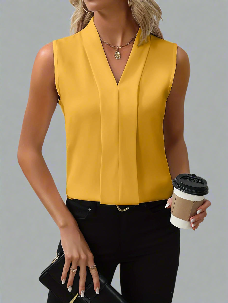 KAIDA Damen ärmellose V-Ausschnitt Bluse für stilvolle und bequeme Looks