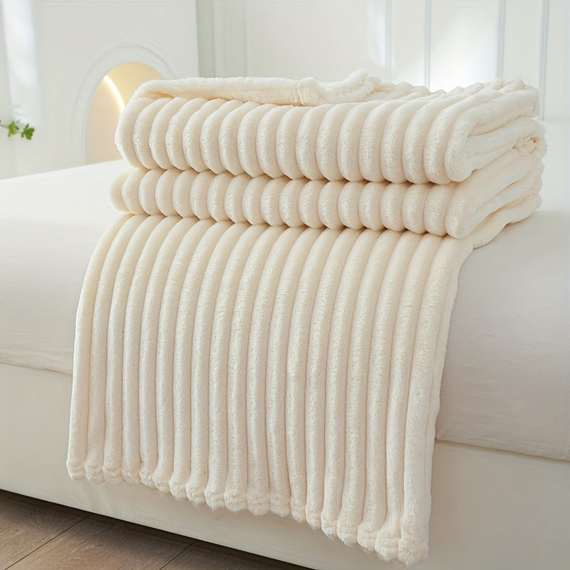 Cirethra Luxuriöse Weiche Plüschdecke mit Elegantem Rippmuster für Zusätzlichen Komfort