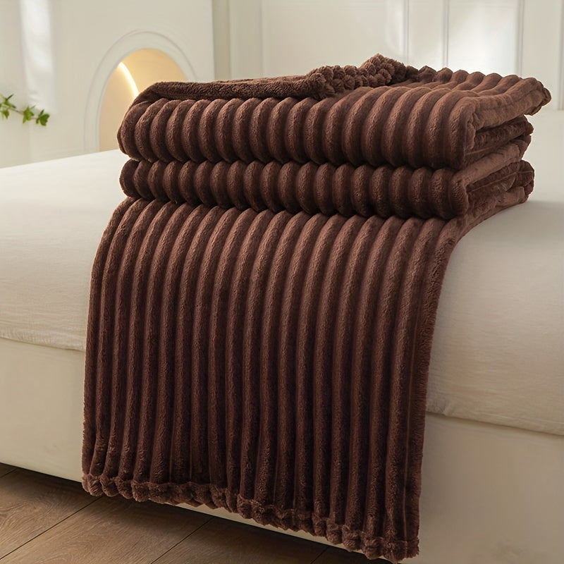 Cirethra Luxuriöse Weiche Plüschdecke mit Elegantem Rippmuster für Zusätzlichen Komfort