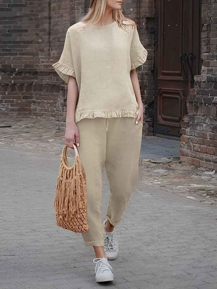 Freizeit-Set mit Langarmshirt und Passform