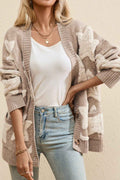Kuscheliger Sherpa-Stern-V-Ausschnitt-Cardigan mit Fronttaschen