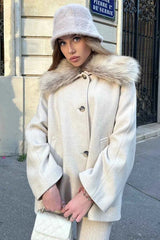 Schicker und gemütlicher Mantel mit Faux-Fell-Kragen Einreihige Jacke für mühelose Eleganz