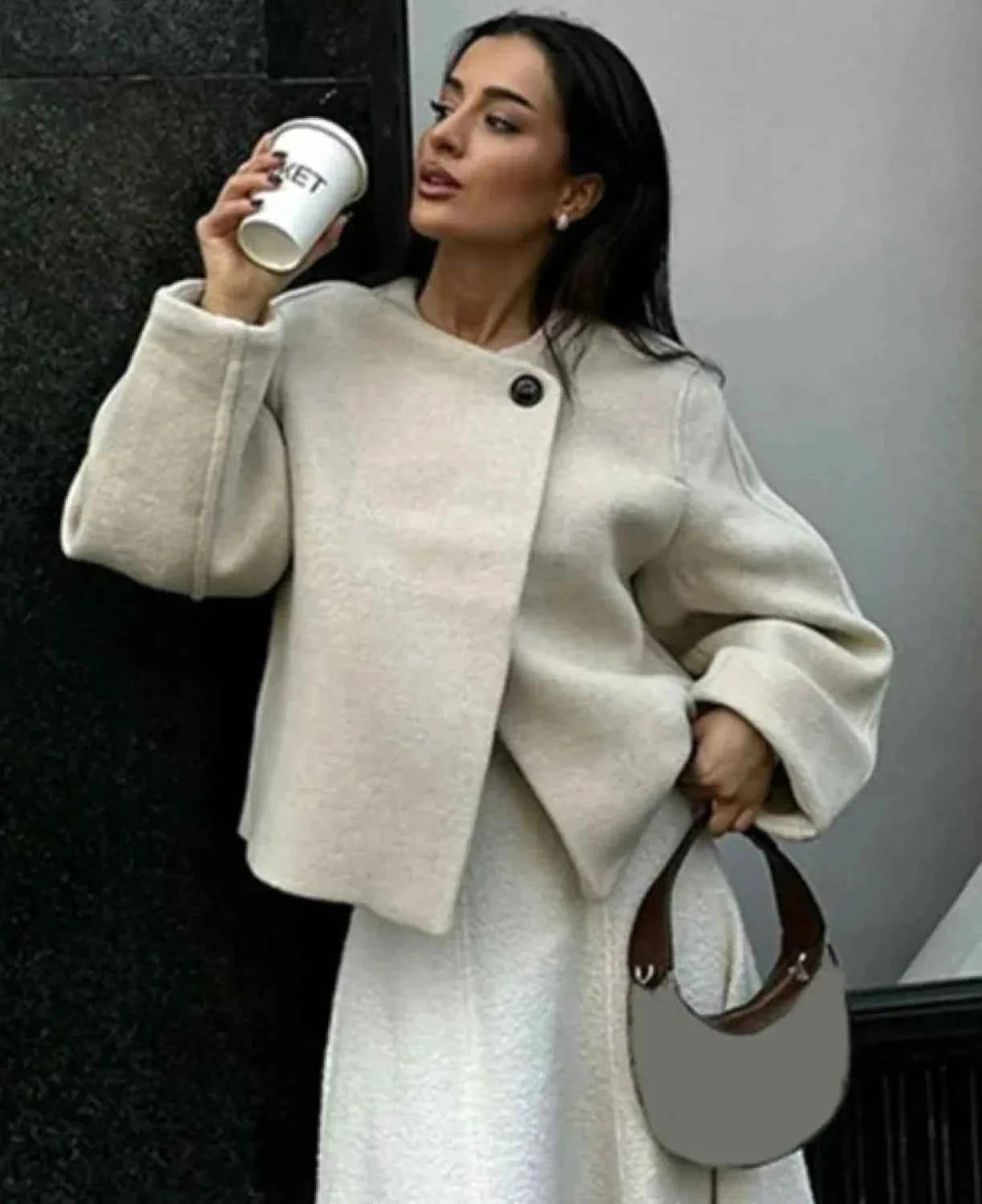 Klassischer Ein-Knopf-Wollübermantel aus reiner Schurwolle – Zeitlose Eleganz