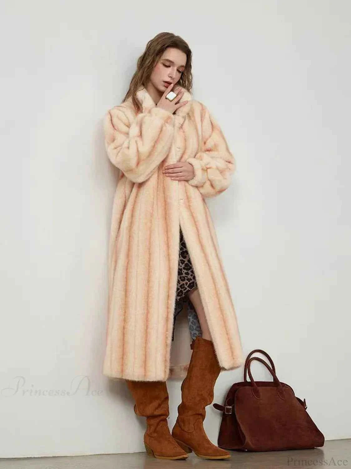 Chic Stehkragen Kunstpelz-Mantel aus Faux-Mink für stilvolle Eleganz