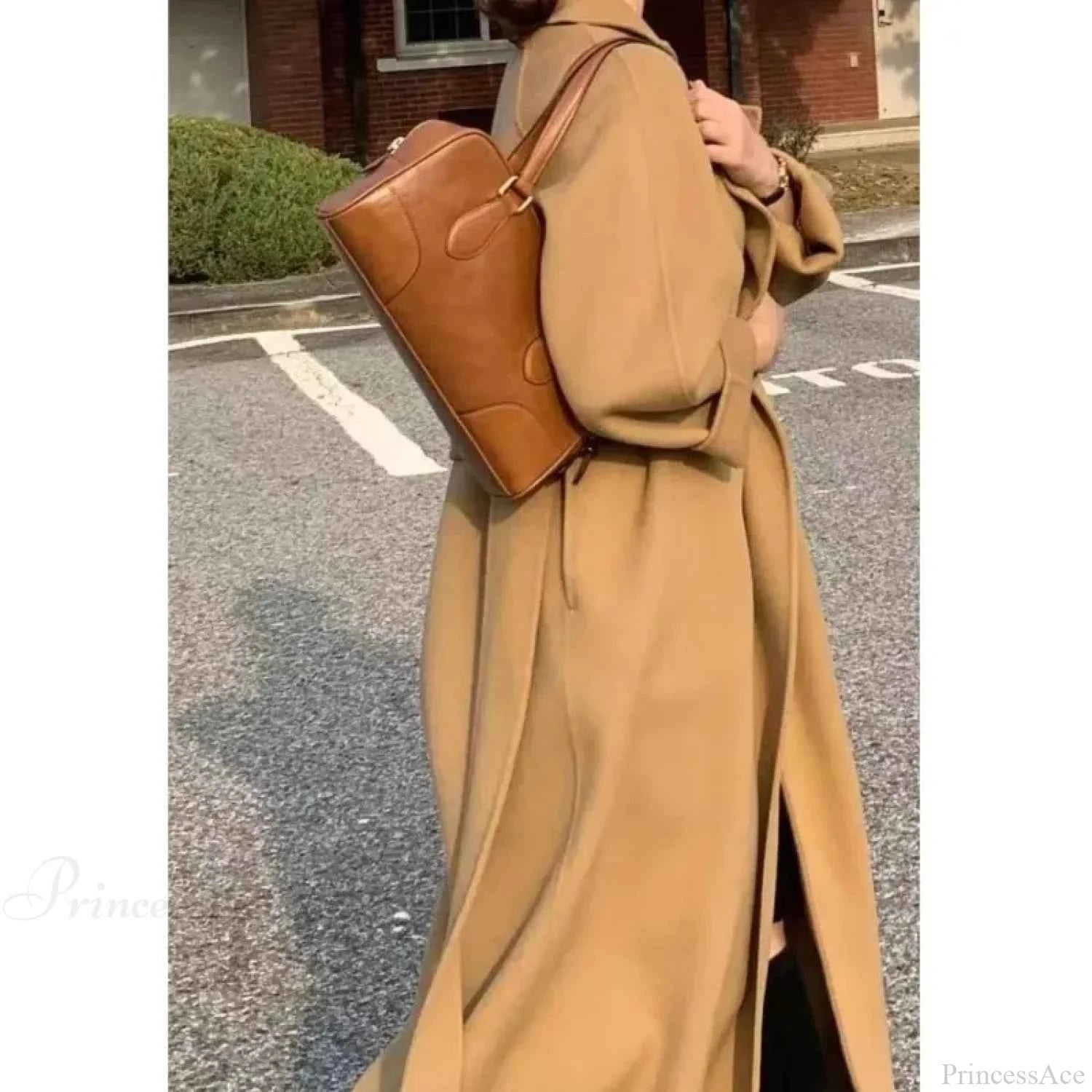 Eleganter Woll-Longmantel mit Gürtel für stilvollen Look