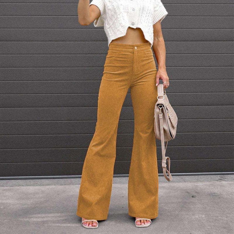 Erika | stilvolle Vintage-Rippe-Hoch taillierte Damenhose