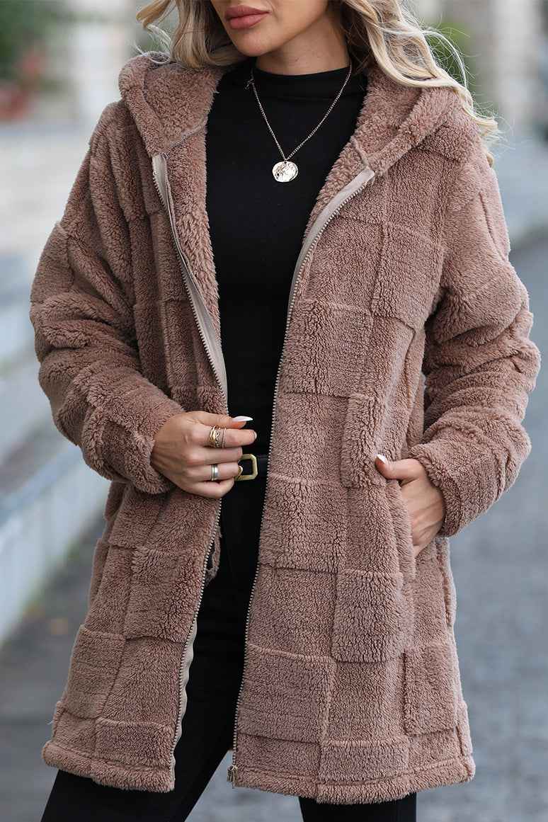 Langer und warmer Hoodie-Strickjacke
