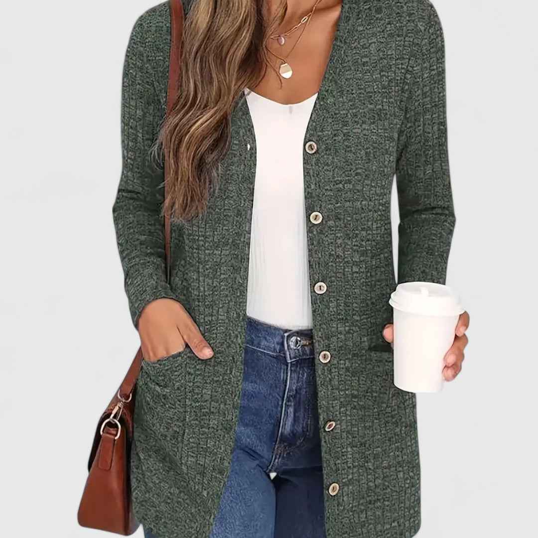Lindsey - Bequemer V-Ausschnitt Cardigan für einen eleganten und lässigen Stil