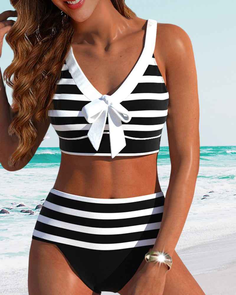 Muse® | Gestreifter Bikini mit hohem Bund