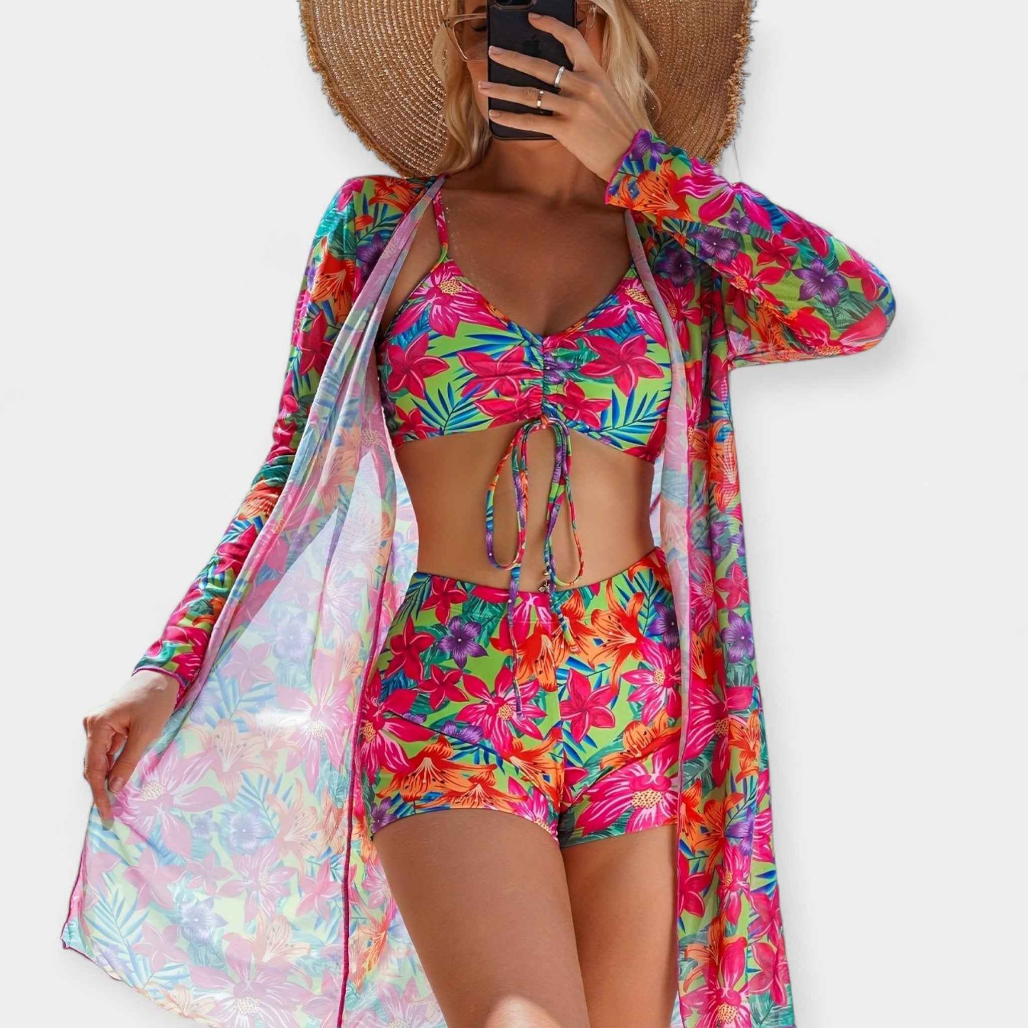Hochtaillierter Bikini und Strandmode