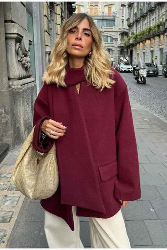 Wollmantel mit Schal-Kragen und einfachem Knopfloch