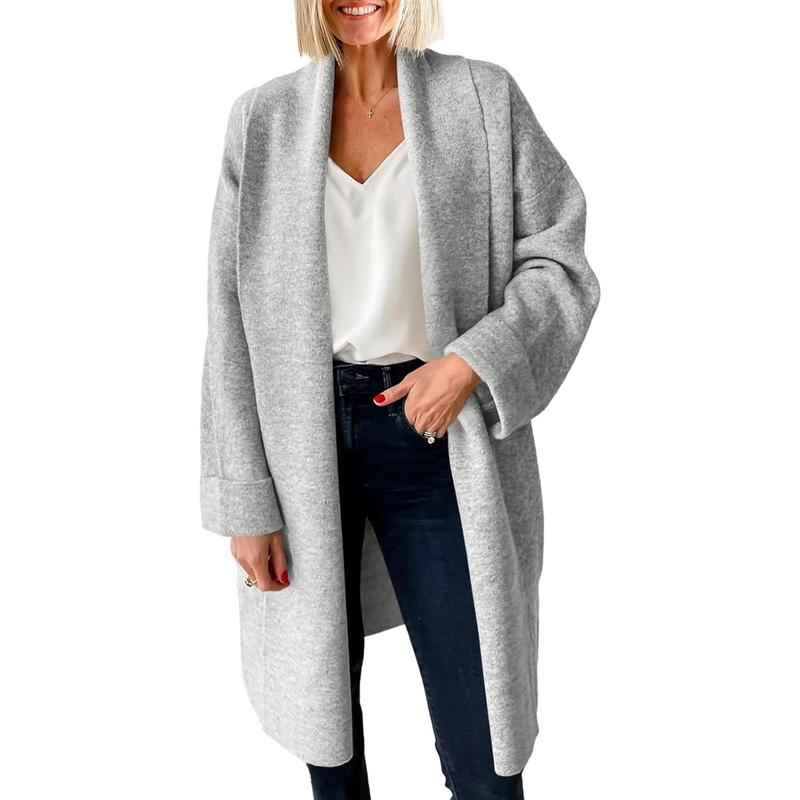 OLIVIENE™ Kuscheliger Grobstrick-Cardigan mit offener Front, Oversized-Langpassform