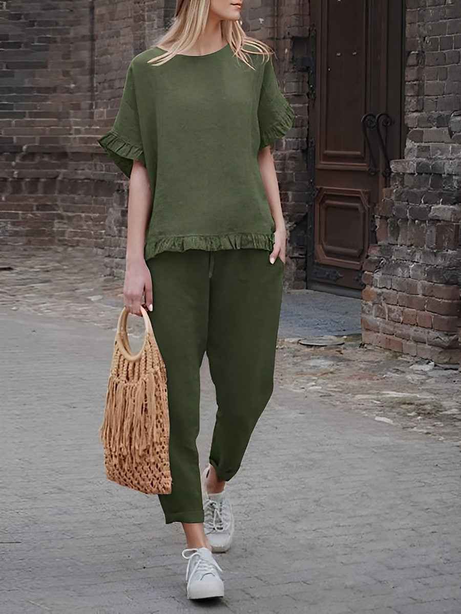 Freizeit-Set mit Langarmshirt und Passform