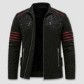 Herren Bikerjacke aus Kunstleder mit Kontraststreifen