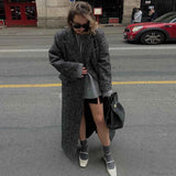 Eleganter Fake-Fur-Mantel mit Schnürung und Patchwork