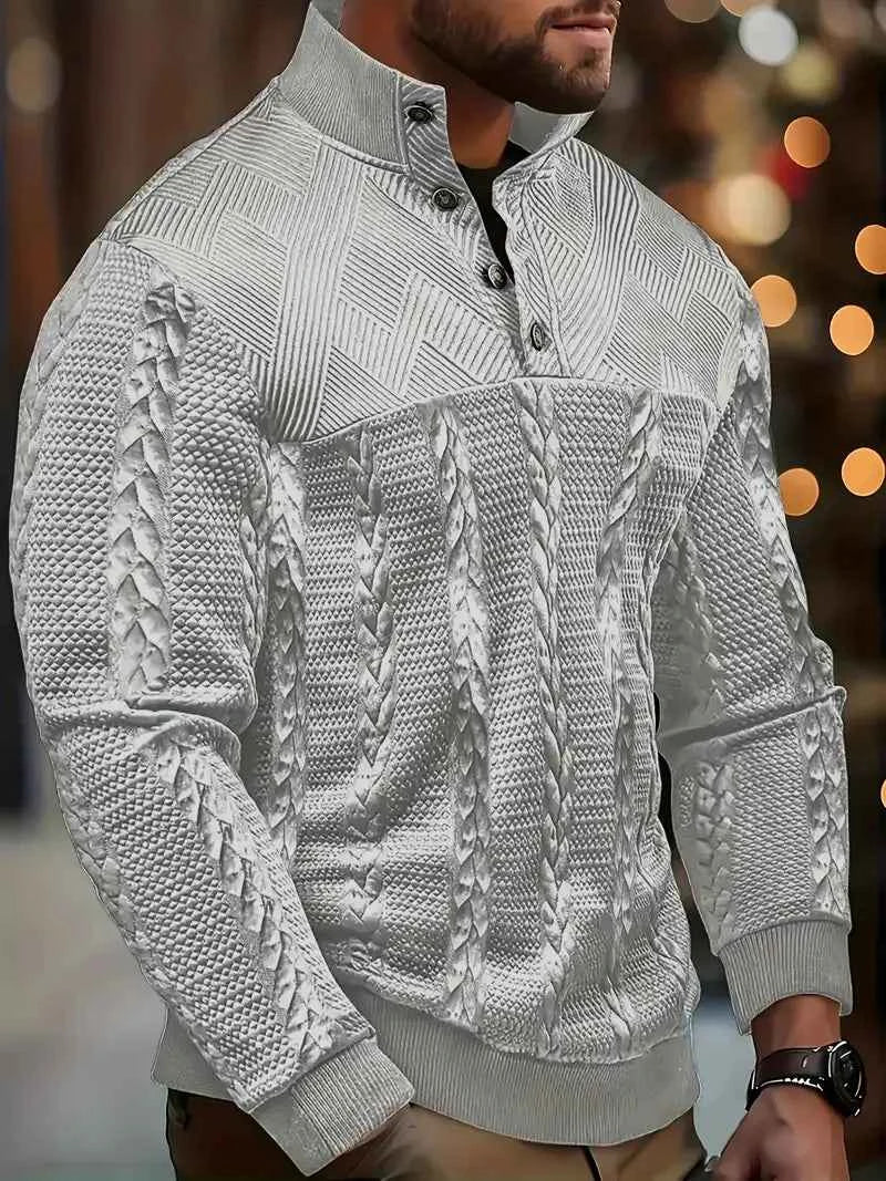DAWSON – Langarm-Pullover mit Streifen, eleganter Henley-Sweater