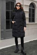 Lange Kapuzen-Longline Jacke mit +Größe Polsterung, Komfort und Stil garantiert