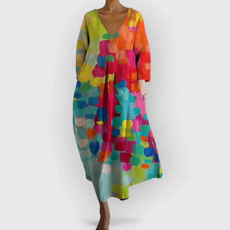Vacker Nora | Bunter Kimono mit eleganter V-Ausschnitt für Stil und Komfort