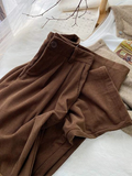 Pantalón de pana retro de talle alto y elegante para mujer