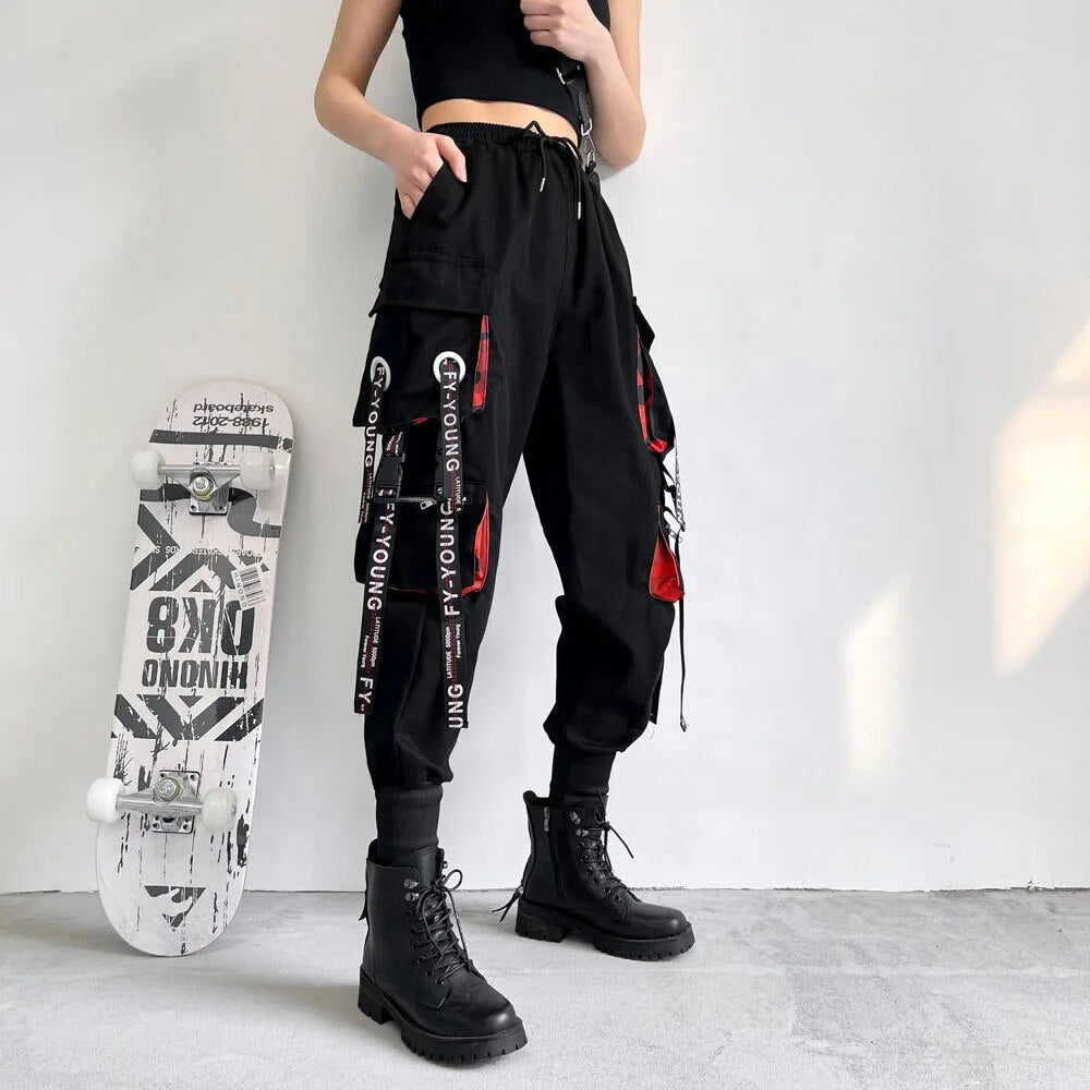 Fleur Luxe Hohe Taille Cargo-Hose mit Großen Taschen für Damen