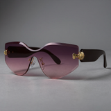 Sonnenbrille Übergroß Randlos, Farbverlauf-Gläser & Goldakzente