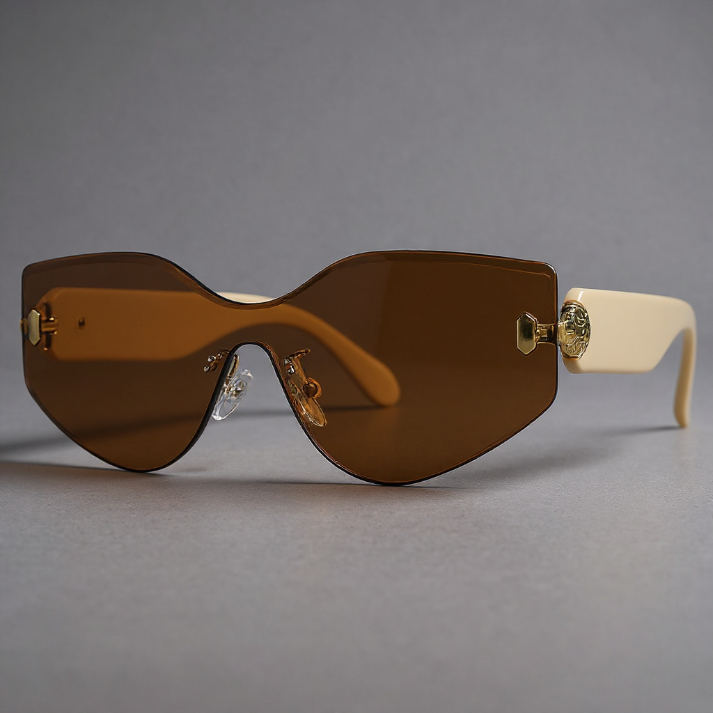 Sonnenbrille Übergroß Randlos, Farbverlauf-Gläser & Goldakzente