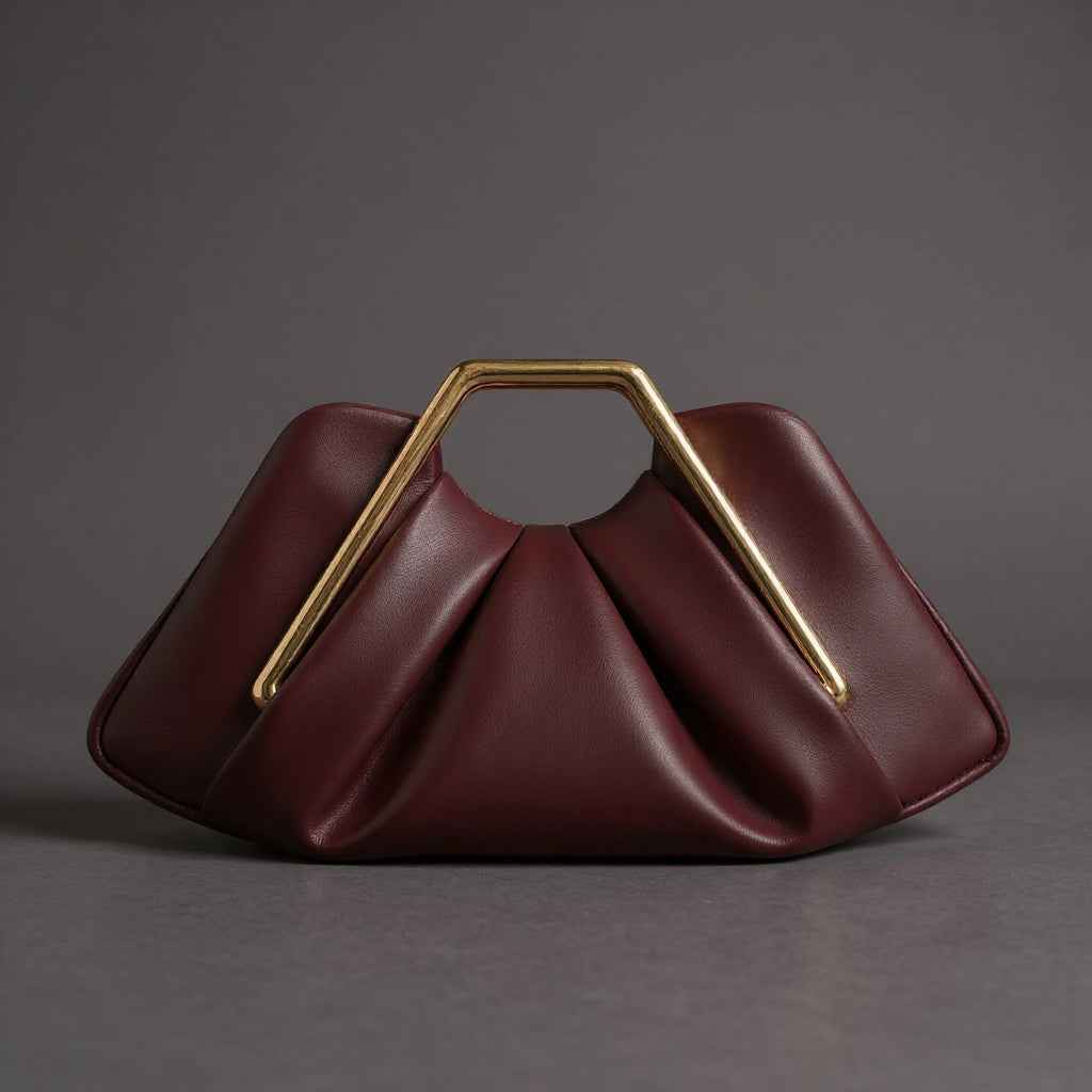 Clutch Abendtasche aus Mikrofaserleder mit Origami-Optik und