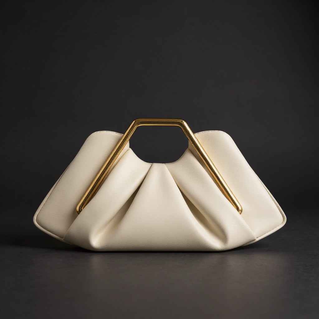 Clutch Abendtasche aus Mikrofaserleder mit Origami-Optik und
