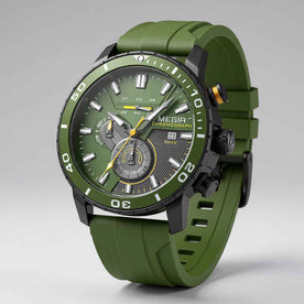 Chronograph Herrenuhr, Keramiklünette, Silikonarmband, präzise