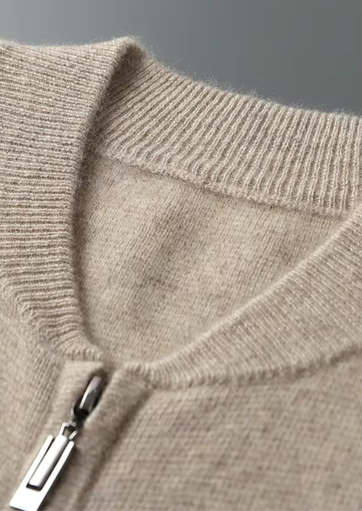 Herren Strick-Set - Reissverschlussweste mit Rundhalsausschnitt