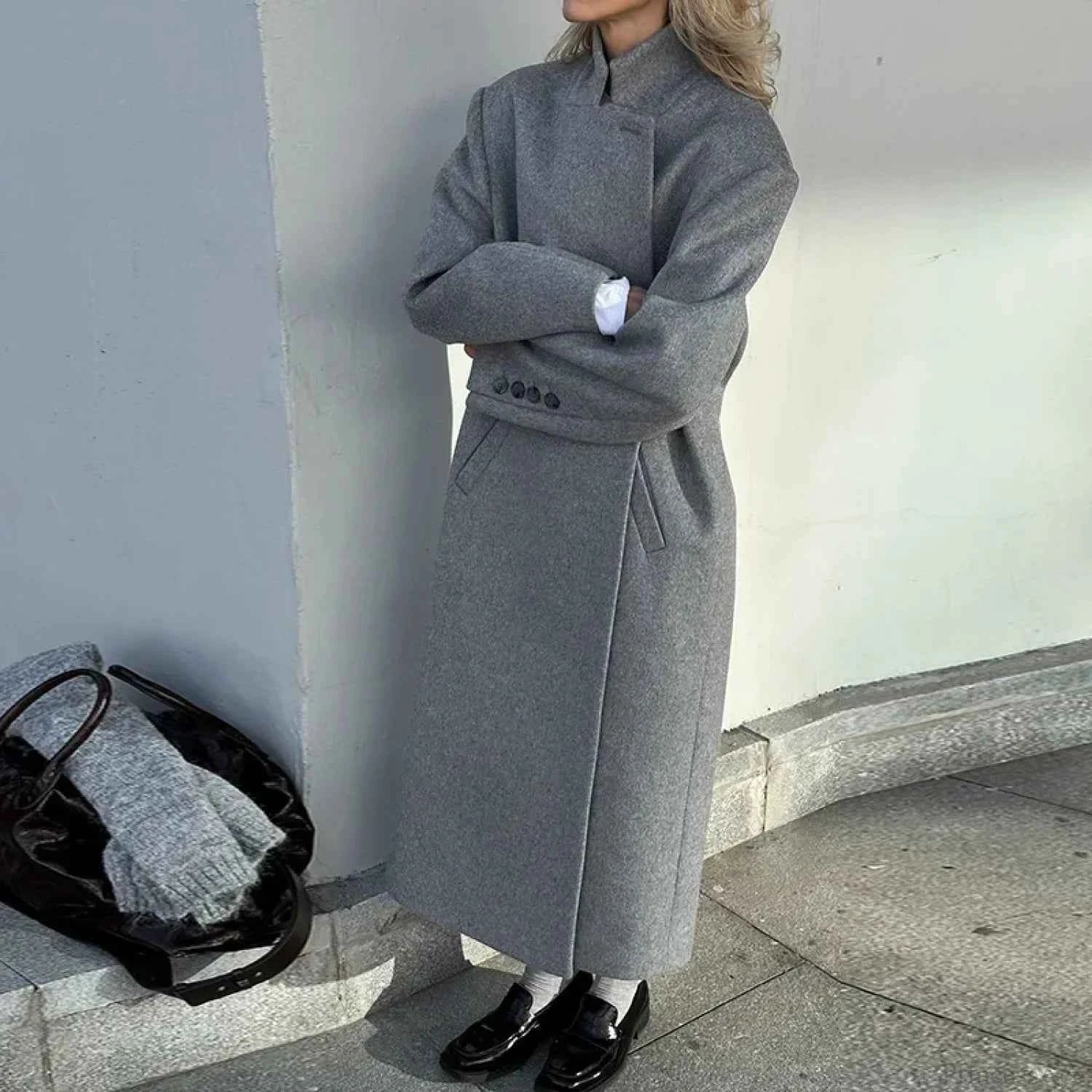 Plaid-Mantel für Herren mit klassischen Kragen und bequemer Knopfleiste